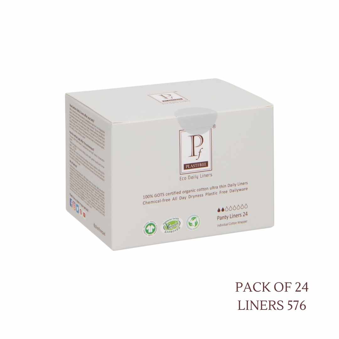 PLASTFREE 100% Organic Cotton Daily Liners (Pack of 24-576 Liners) MUTIPACK OFFER save £10