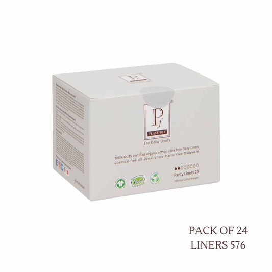 PLASTFREE 100% Organic Cotton Daily Liners (Pack of 24-576 Liners) MUTIPACK OFFER save £10