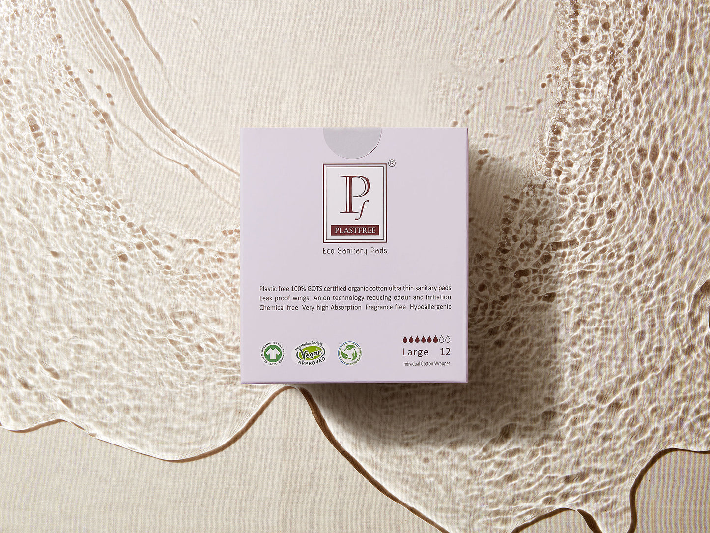 PLASTFREE 100%Organic Cotton Sanitary Pads- LARGE ( Pack of 10 -120 Pads) MULTIPACK OFFER Save  £5