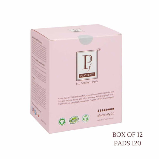 PLASTFREE 100% Organic Cotton MATERNITY Multipack OFFER (Pack of 12-120 Pads) save upto £7